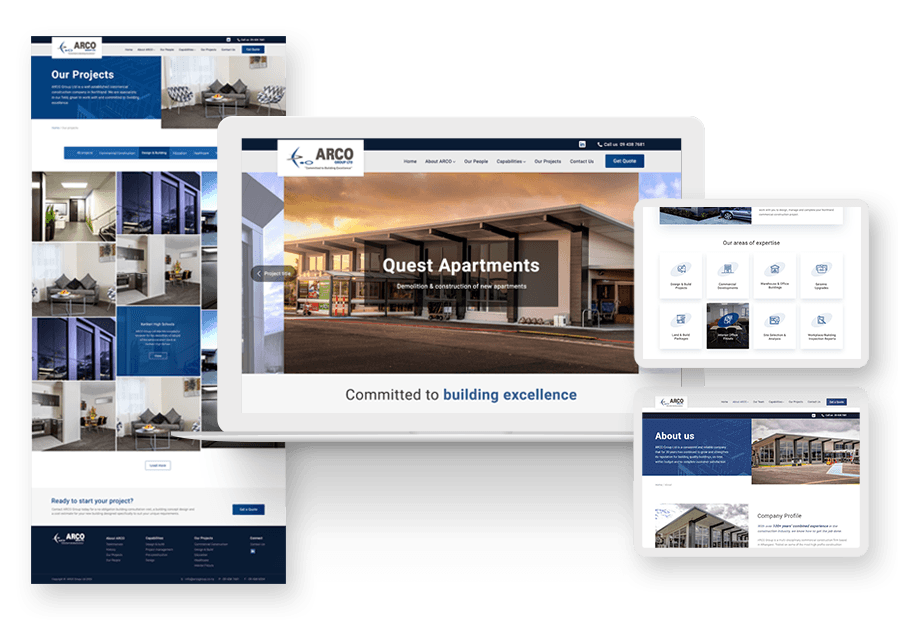 Vanmurezza created the website for construction company ARCO to present their services